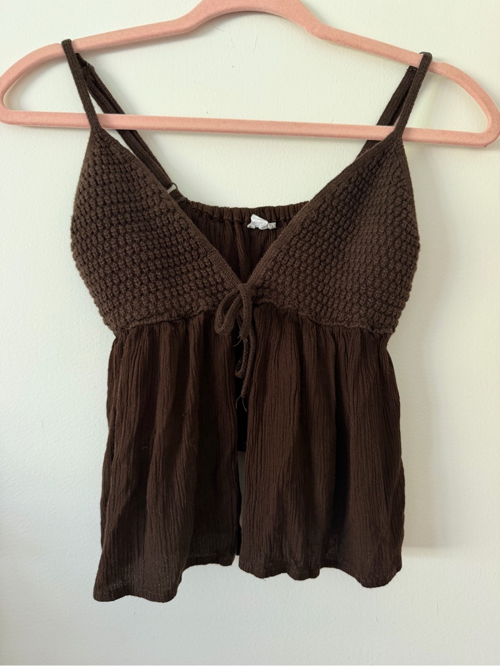 Garage - Brown Knit-Top Cami with Tie Front